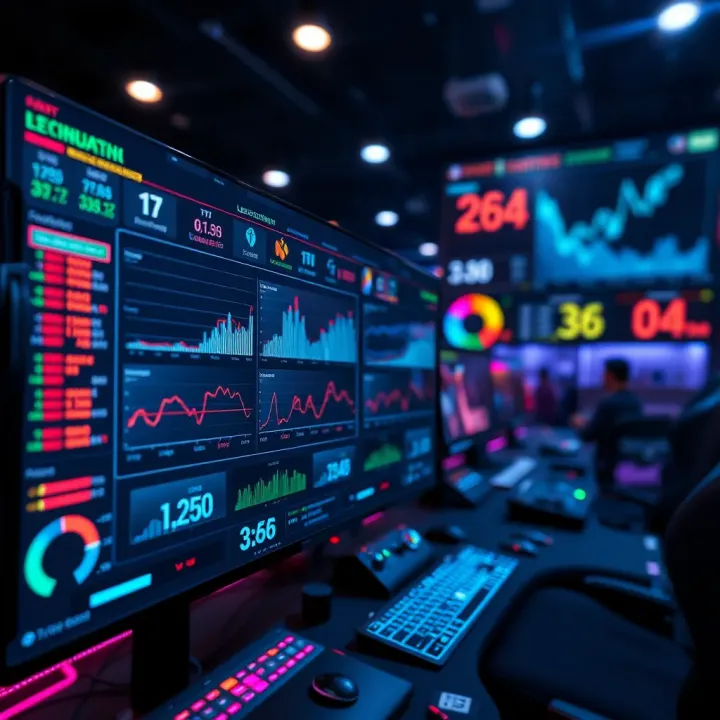 Technology interface displaying data charts and analytics for gaming advantage