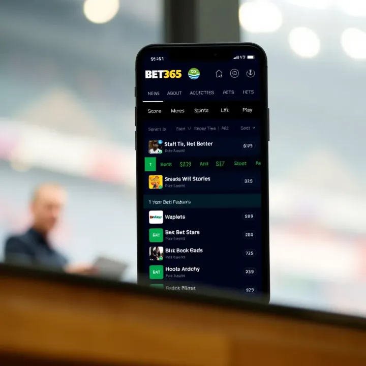 Bet365 platform on mobile device displaying bet slip with selected bets and betting features