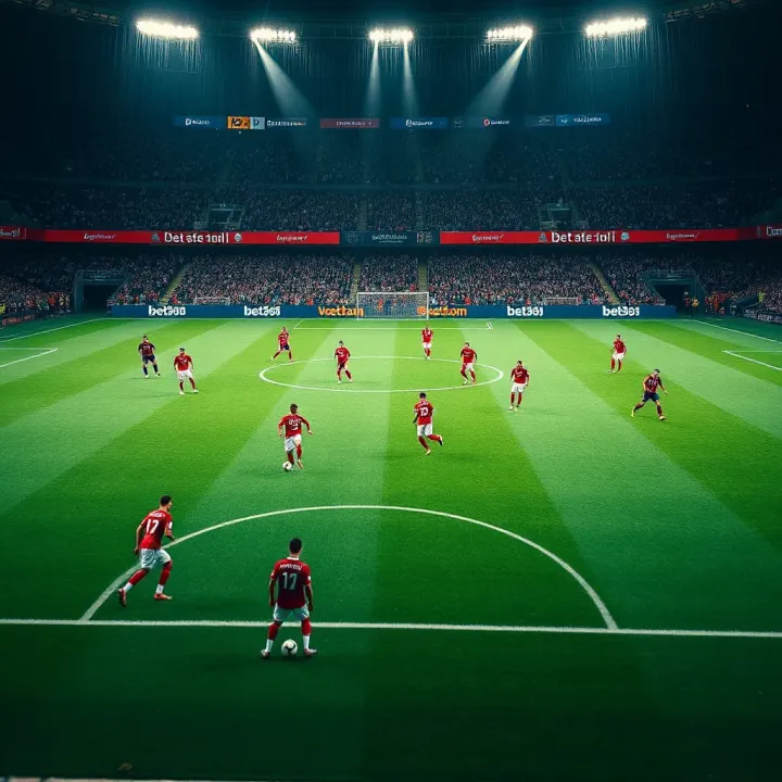 Football pitch showing team formations and strategic gameplay during a Champions League match