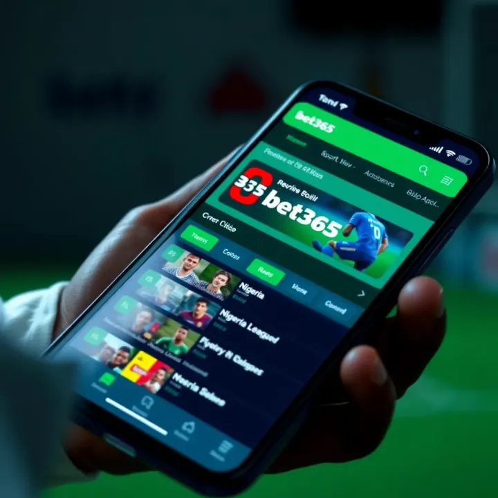 Mobile phone displaying Bet365 sportsbook with various Nigerian football league betting options