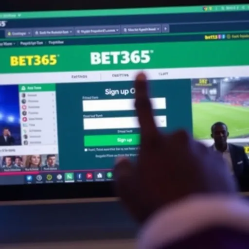 Screenshot of Bet365 registration page highlighting the signup form