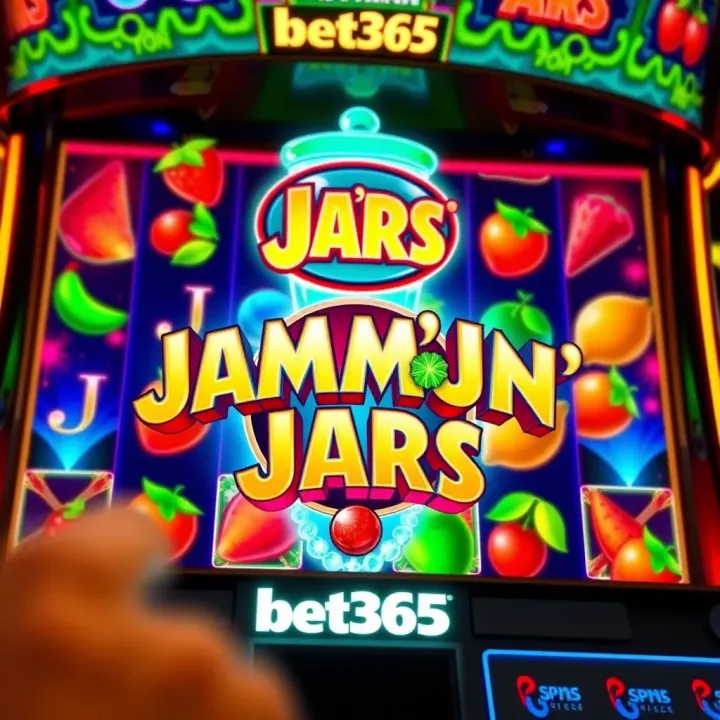 Jammin' Jars Slot Gameplay on bet365 Colorful Jammin' Jars slot game interface showing vibrant fruits and dynamic gameplay on bet365 platform
