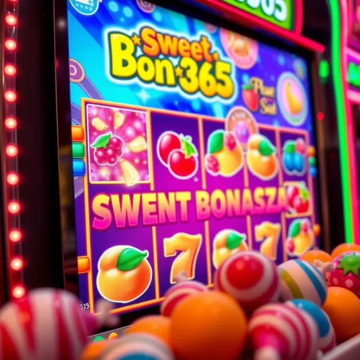 Colorful Sweet Bonanza slot interface displaying vibrant fruit symbols and candy bombs on Bet365 platform