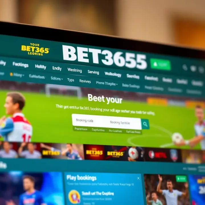 Screenshot of Bet365 desktop website displaying booking code input box on the homepage