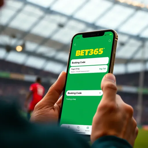 Illustration showing Bet365 mobile app interface with booking code entry field highlighted