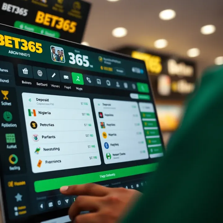 Dashboard showing deposit options in Nigerian Naira and betting shop navigation on Bet365
