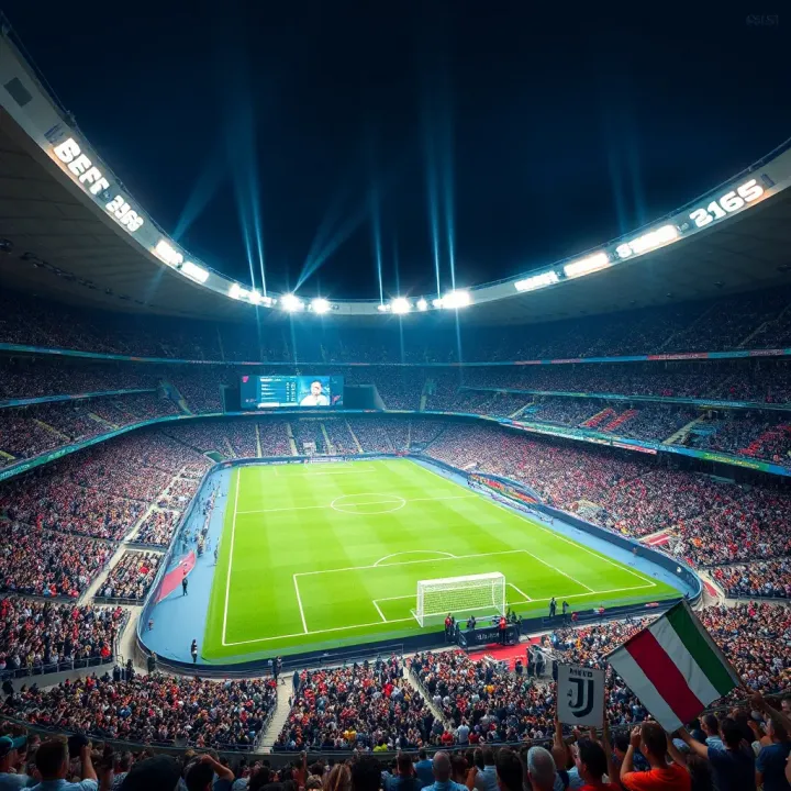 Juventus Stadium Hosting Exciting Serie A Fixture Juventus football stadium filled with fans during a high-stakes Serie A game