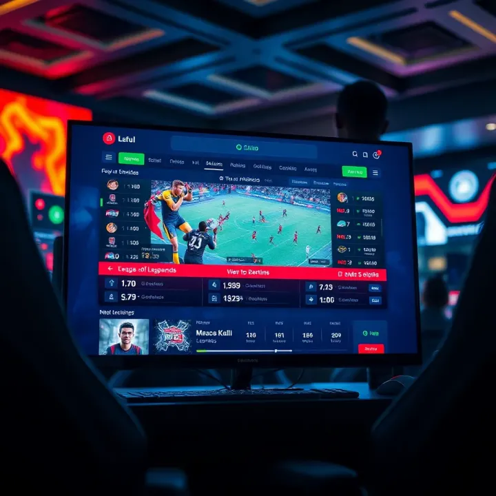 Screen displaying League of Legends esports match with betting odds on a digital platform