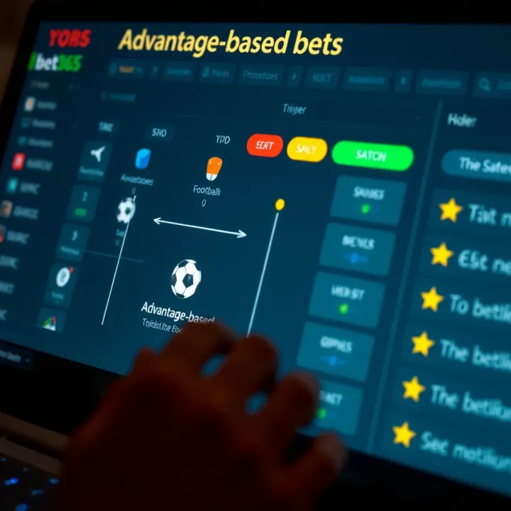 Diagram explaining different types of advantage-based bets with football icons and betting odds on a digital interface