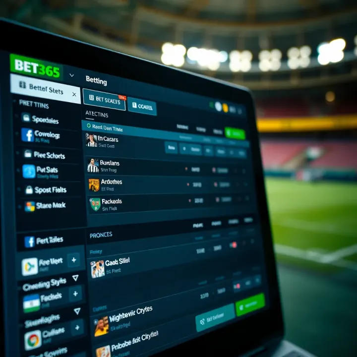 Bet365 bet slip interface showing a variety of sports betting options and selections