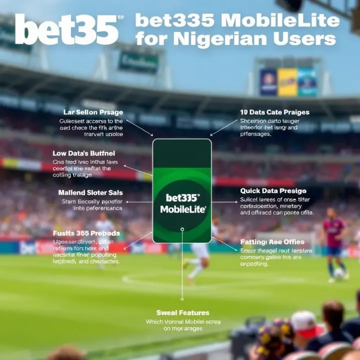 Diagram illustrating key features of bet365 MobileLite including low data usage and quick access