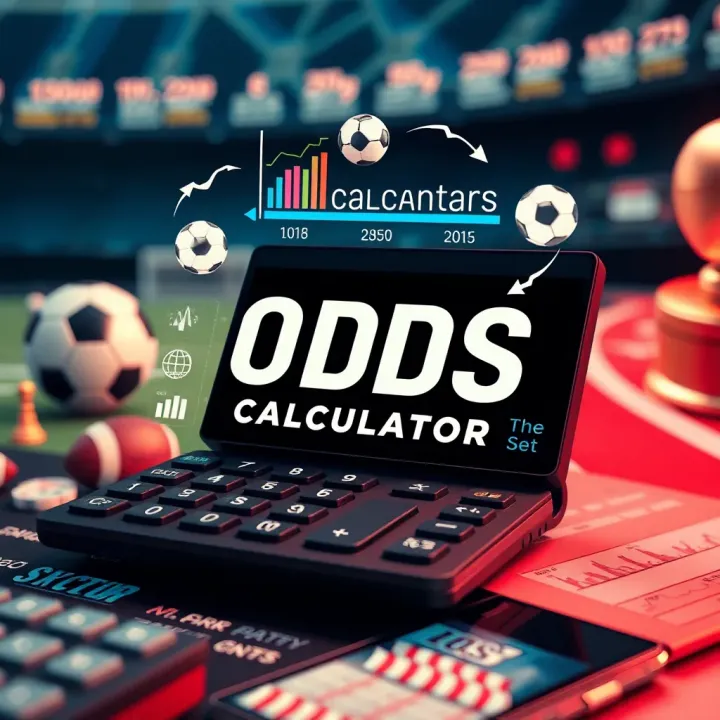 Visual representation of odds calculation concepts with sports and financial symbols
